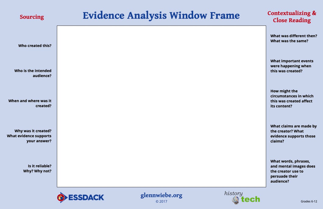 Evidence Analysis Window Frame (Secondary)